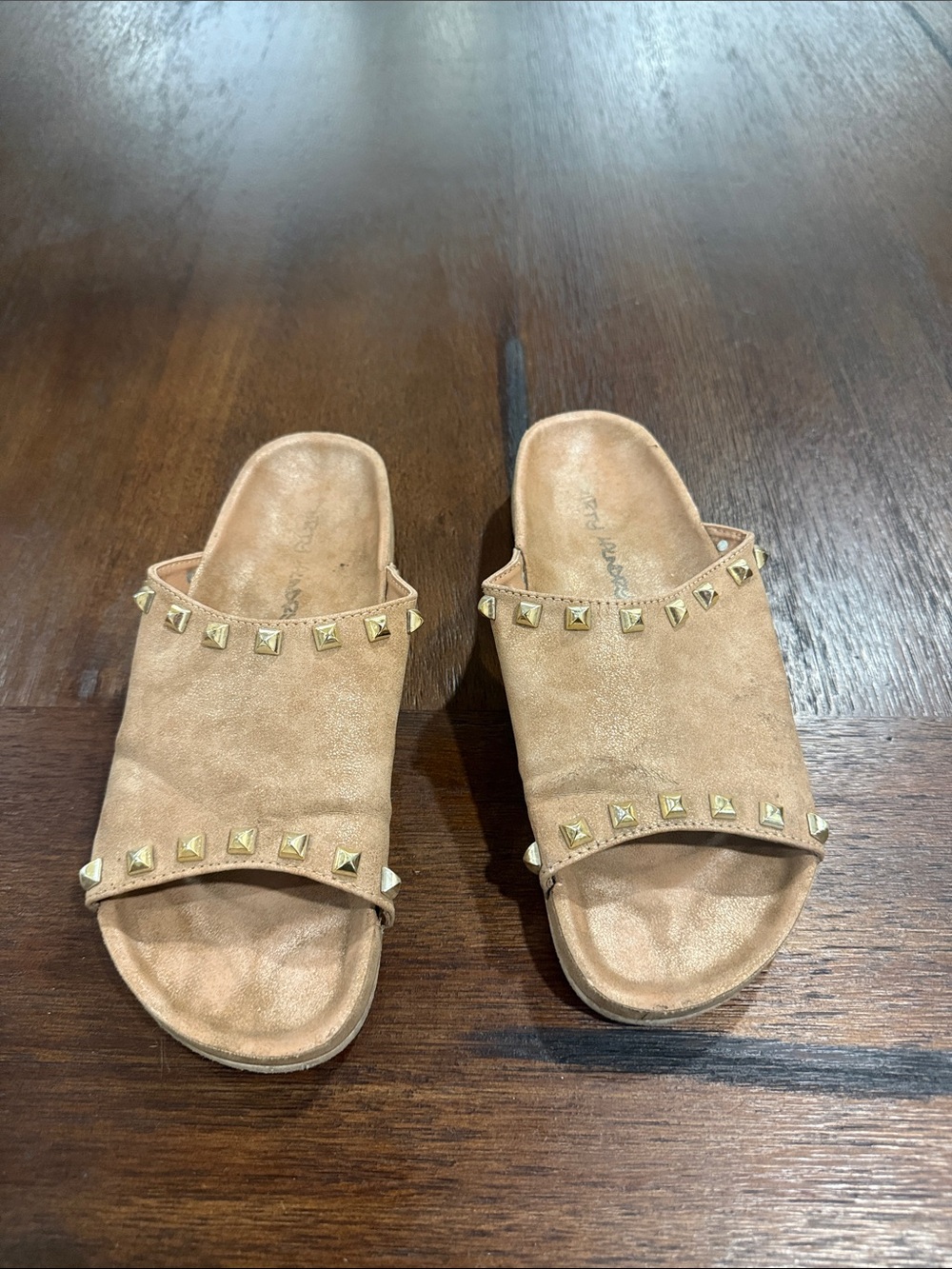Studded Slide Sandals Tan size 8